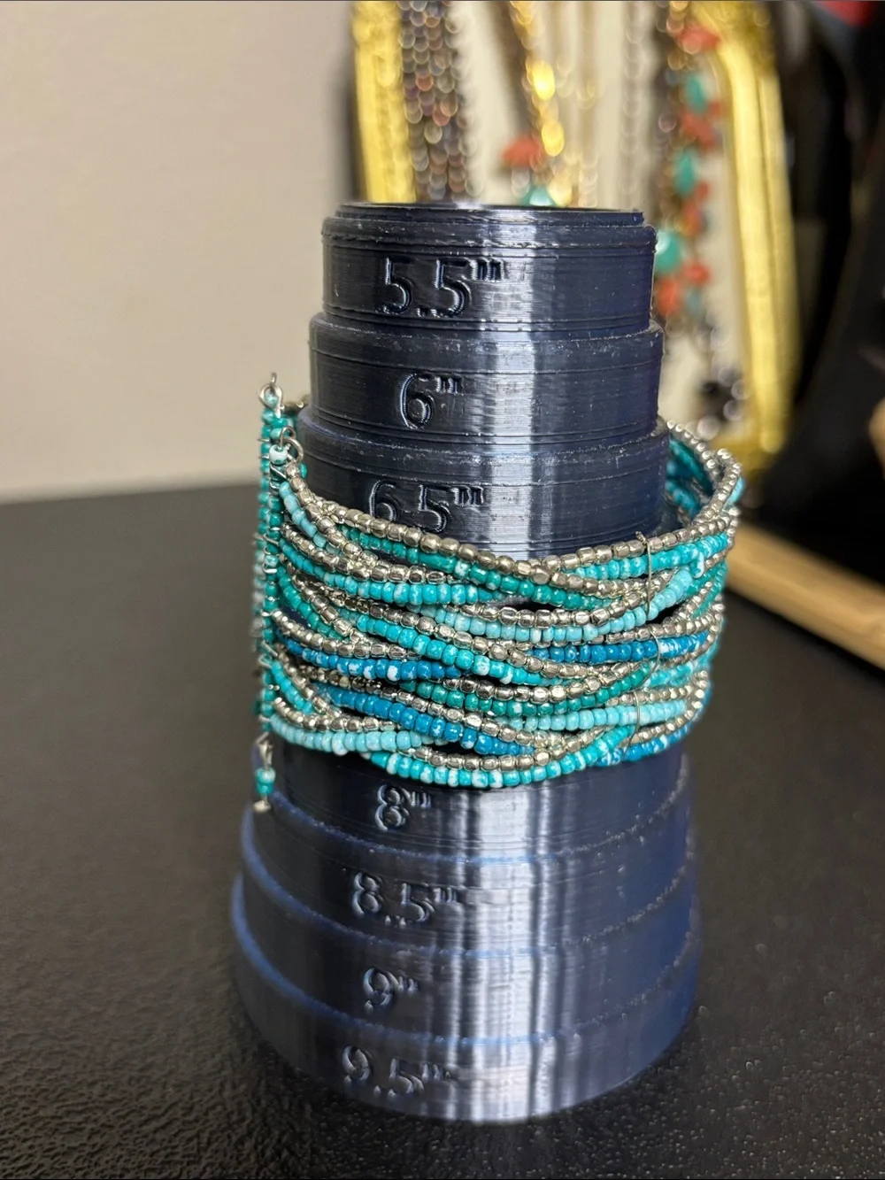 Boho Western Turquoise Multi-Row Beaded Cuff Bracelet - Women Jewelry